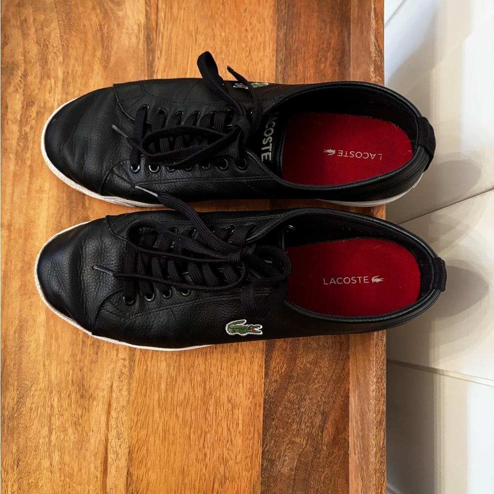 Lacoste Men's Black and Red Sneakers